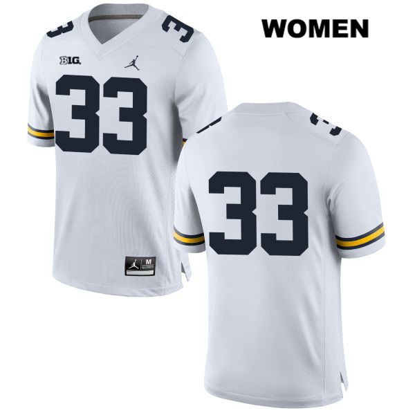 Women's NCAA Michigan Wolverines Louis Grodman #33 No Name White Jordan Brand Authentic Stitched Football College Jersey JD25U20LG
